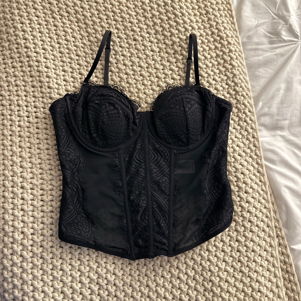 Garage Black Lace Corset Top